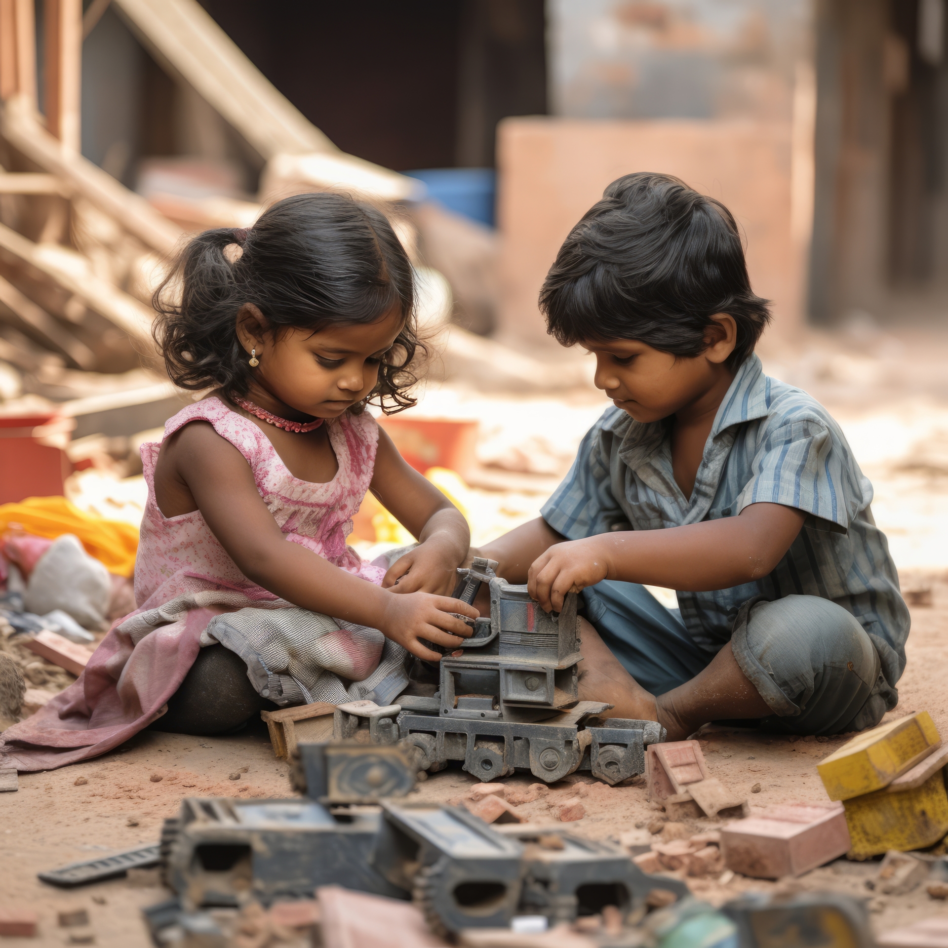 Siblings' Hindu Bonding Through Playtime - AI generated